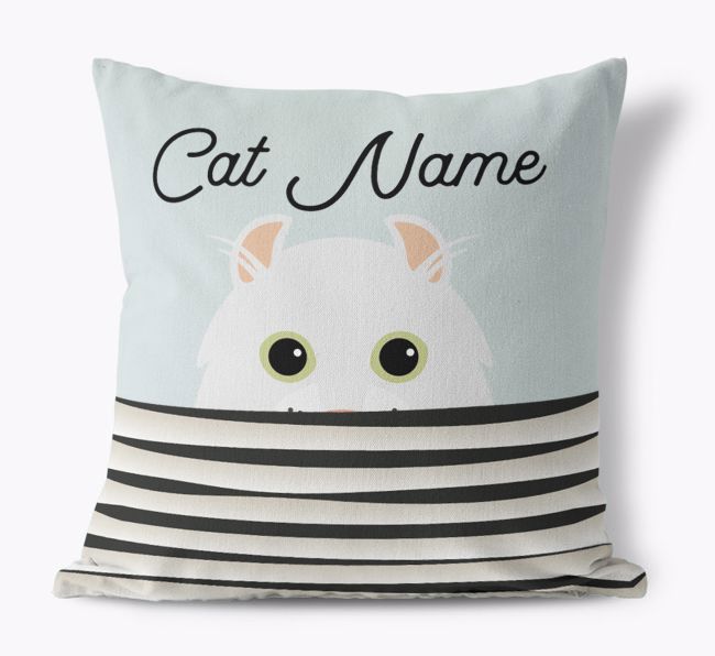 Peeking Cat: Personalized {breedCommonName} Canvas Pillow